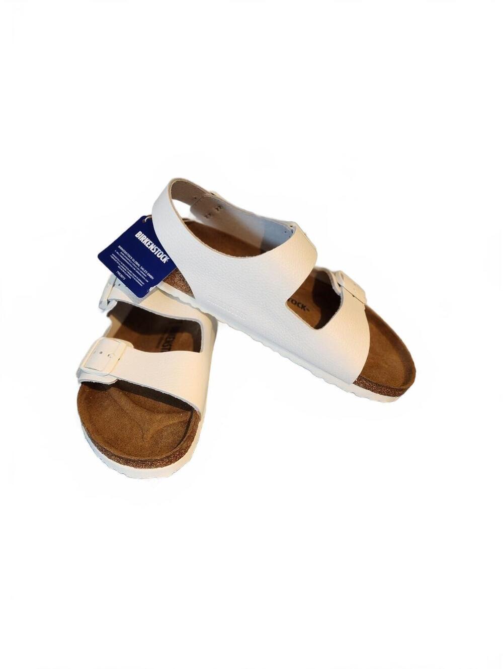 Birkenstock Milano Men's Sandals Size 44 White Pebble-Textured New With Tags